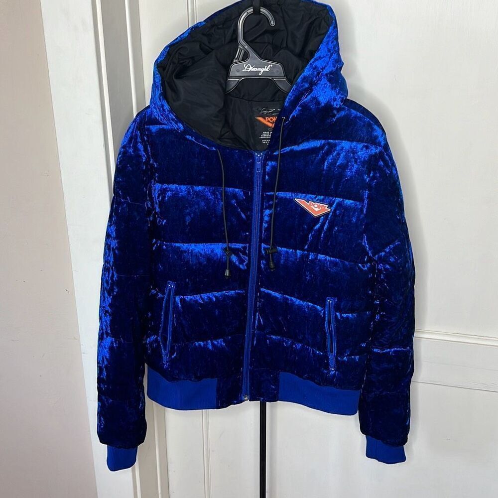 Pony X Forever 21 Velour Crushed Velvet, Puffer Bomber Coat Jacket - Gorgeous Sm